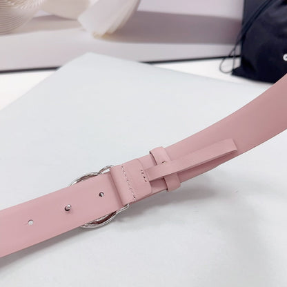 CHANEL 30MM BELT IN FLAMINGO PINK CALFSKIN SILVER HARDWARE ATTACH PEARLS