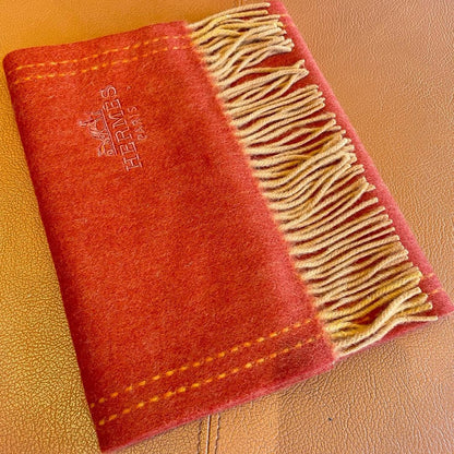 HERMES UNIE BRODEE GM MUFFLER IN SCARLET RED CASERE