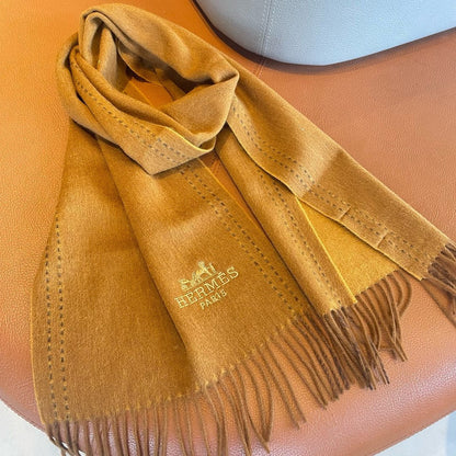 HERMES UNIE BRODEE GM MUFFLER IN COPPER BROWN CASERE
