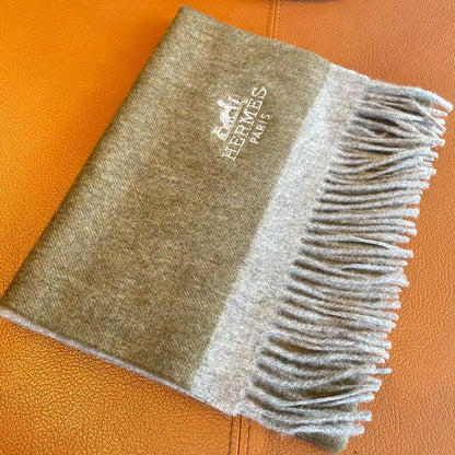 HERMES CASERE SCARF 180 CM ECRU BROWN