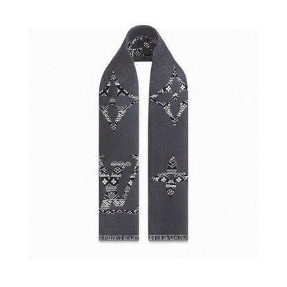 LOUIS VUITTON SCARF 200 CM IN MOUSE GRAY WOOL 390039
