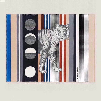 HERMES TIGRE BAYADERE BLANKET 170 CM IN COLORFUL CASERE 390805