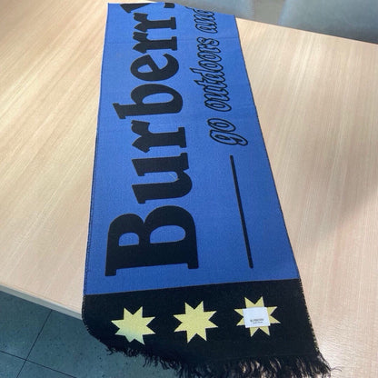 BURBERRY SCARF 200 CM IN COBALT BLUE MIX BLACK CASHMERE  401905