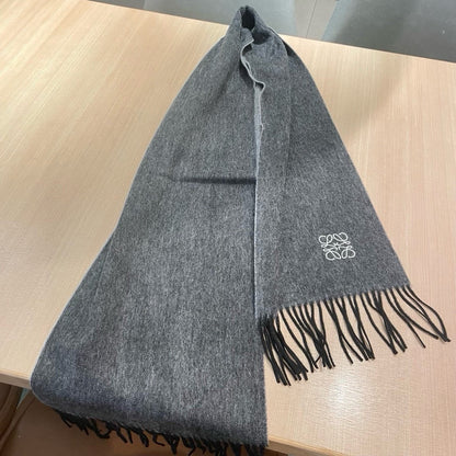 LOEWE SCARF 180 CM IN MOUSE GRAY CASHMERE AND WOOL 403756