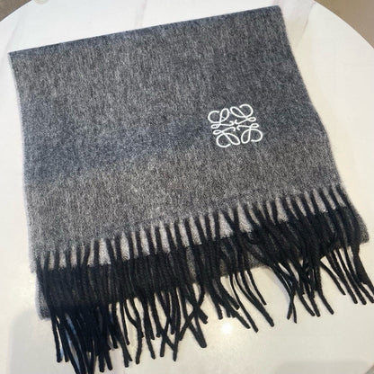LOEWE SCARF 180 CM IN MOUSE GRAY CASHMERE AND WOOL 403756