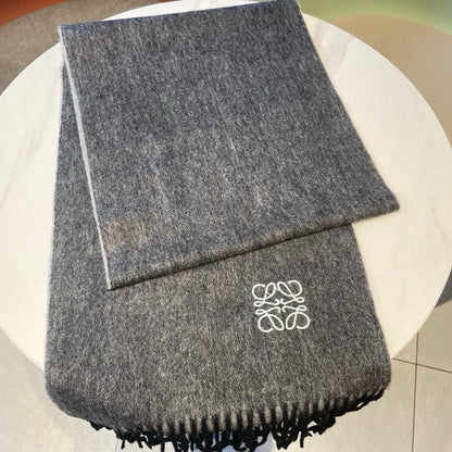 LOEWE SCARF 180 CM IN MOUSE GRAY CASHMERE AND WOOL 403756