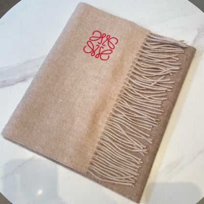 LOEWE SCARF 180 CM IN LIGHT BROWN WOOL AND CASHMERE  415205