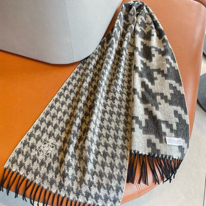 LOEWE SCARF 190 CM IN BLACK MIX WHITE CASHMERE 415206