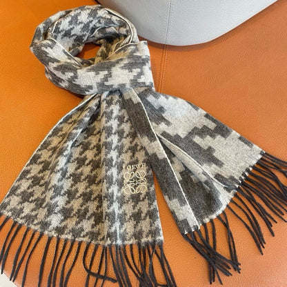 LOEWE SCARF 190 CM IN BLACK MIX WHITE CASHMERE 415206