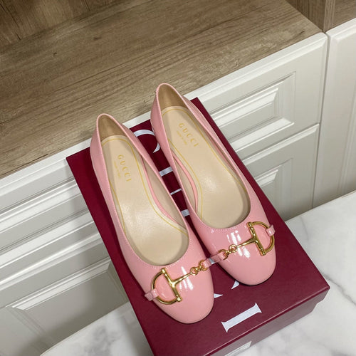 GUCCI 26S HORSEBIT BALLET FLATS IN PINK CALFSKIN