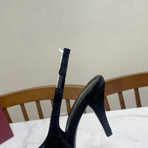 GUCCI 26S SLINGBACK HEELS 85 MM IN BLACK VELVET