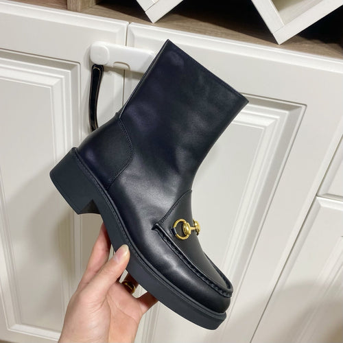 GUCCI 26S HORSEBIT BOOTS 40 MM IN BLACK CALFSKIN