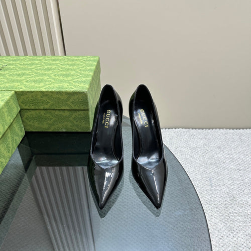 GUCCI 105 HIGH HEEL PUMP BLACK LAMBSKIN