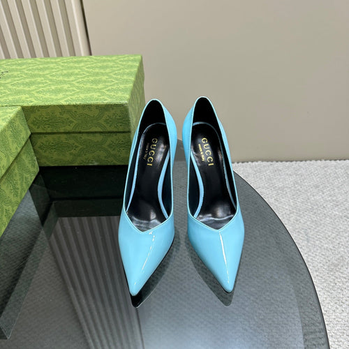 GUCCI 105 HIGH HEEL PUMP SKY LAMBSKIN