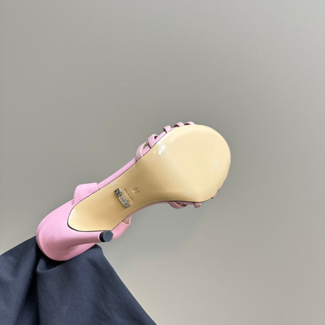 GUCCI CRYSTAL HORSEBIT SANDAL PASTEL PINK LAMBSKIN