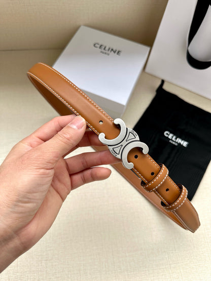 CELINE 25S BELT TRIOMPHE TAURILLON 25MM IN CARAMEL CALFSKIN 557499