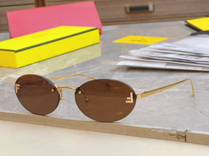 FENDI FIRST CRYSTAL OVAL FRAME SUNGLASSES FE4075US IN METAL