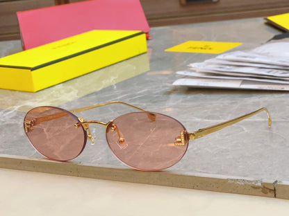 FENDI FIRST CRYSTAL OVAL FRAME SUNGLASSES FE4075US IN METAL