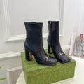 GUCCI HORSEBIT ANKLE BOOTS 9.5CM IN BLACK SHEEPSKIN