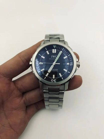 steel IWC Aquatimer Blue Dial