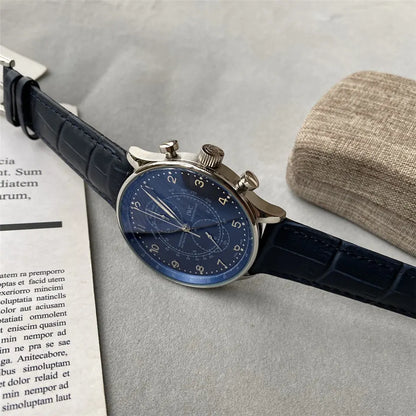 IWC Blue Dial Leather Watch - Hình 2