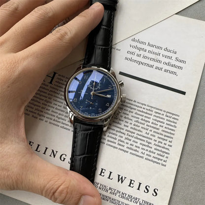 IWC Blue Dial Leather Watch