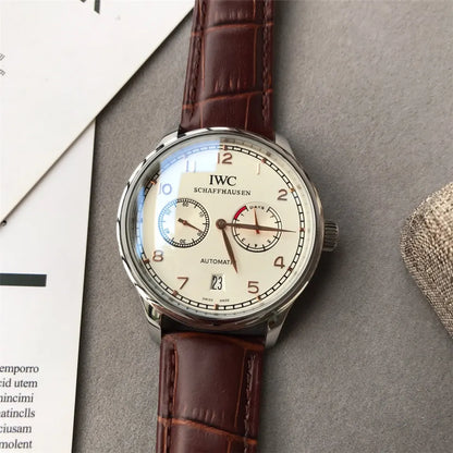IWC Rose Gold Brown Leather - Hình 3