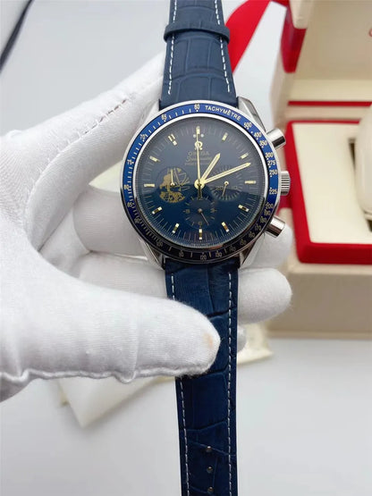 Omega Blue Gold Leather