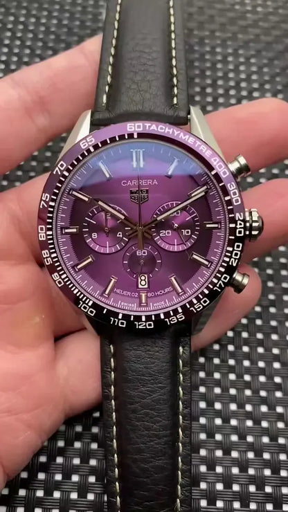 black Tag Heuer Carrera Purple Dial - Hình 4