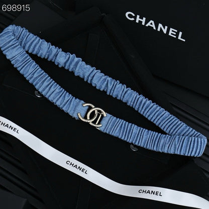 CHANEL 25P IN BLUE DENIM COLOR ELASTIC WAIST BELT