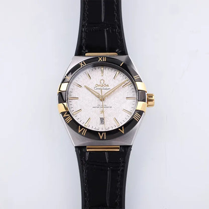 Omega Black Bezel Silver Dial