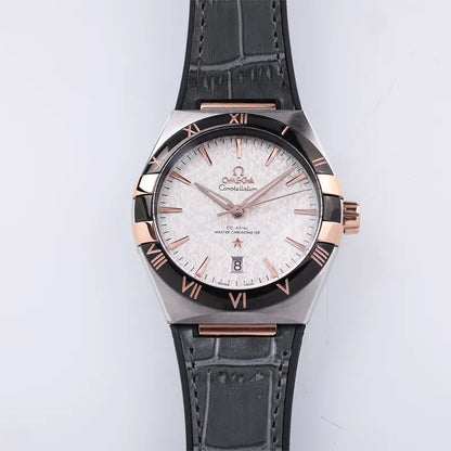 Omega Constellation Silver Dial Grey Leather
