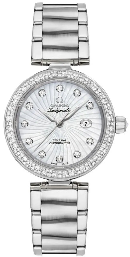 ladymatic Omega Diamond Bezel Steel Watch