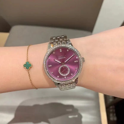 Pink Dial Diamond Watch - Hình 8