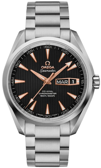 Omega Seamaster Black Dial Rose Gold