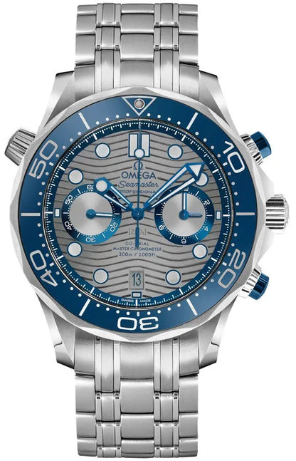 seamaster Omega Grey Wave Blue Bezel