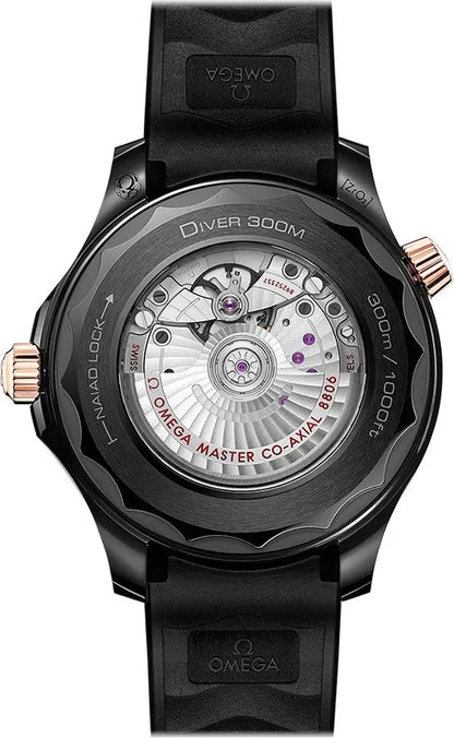 seamaster Omega Black Rubber Rose Gold - Hình 2