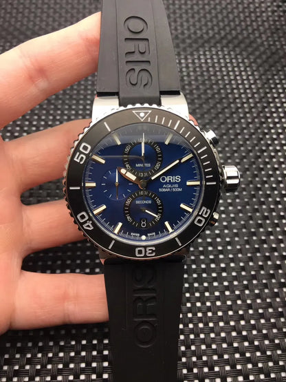 dial Oris Aquis Blue Chronograph