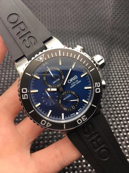 dial Oris Aquis Blue Chronograph - Hình 5