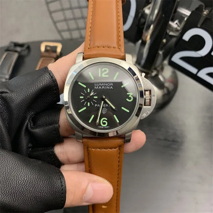 Panerai Black Dial Leather Watch - Hình 6