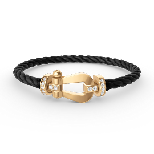 FRED FORCE LARGE HORSESHOE HALF DIAMOND BRACELET GOLD