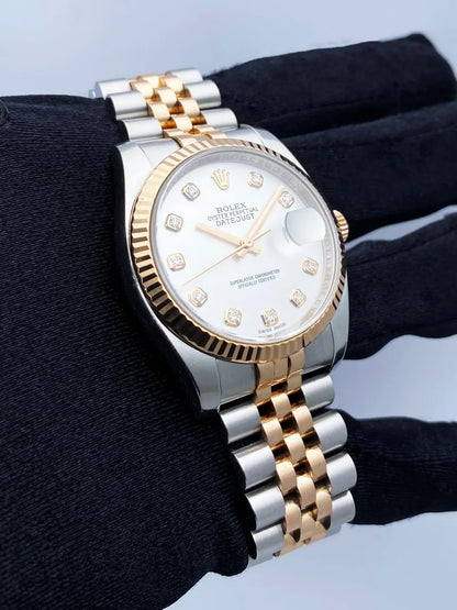 Rolex Two-Tone Silver Diamond Dial - Hình 3