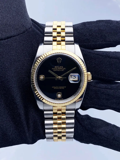 datejust Rolex Two-Tone Black Diamond - Hình 2