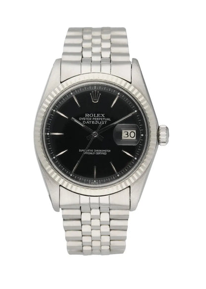 ref Rolex Datejust Black Dial Steel Jubilee