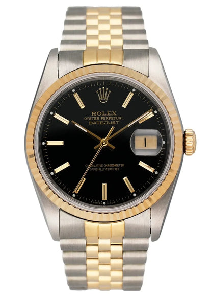 Rolex Black Dial Two-Tone Gold