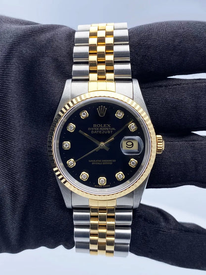 dial Rolex Black Diamond Datejust - Hình 3
