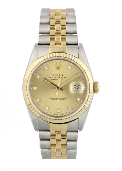 Rolex Two-Tone Gold Champagne Diamond
