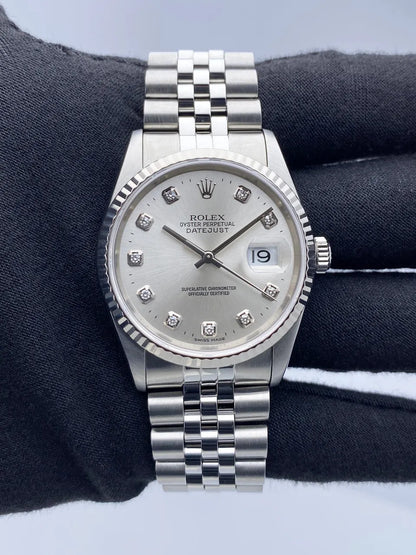 dial Rolex Steel Diamond Silver Datejust - Hình 2