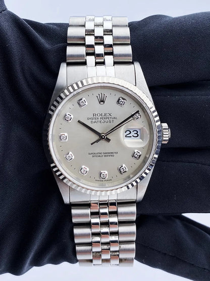 dial Rolex Datejust Silver Diamond - Hình 2