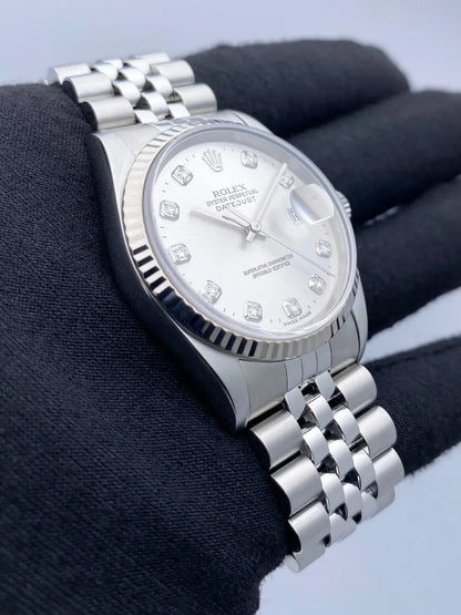 dial Rolex Steel Diamond Silver Datejust - Hình 3